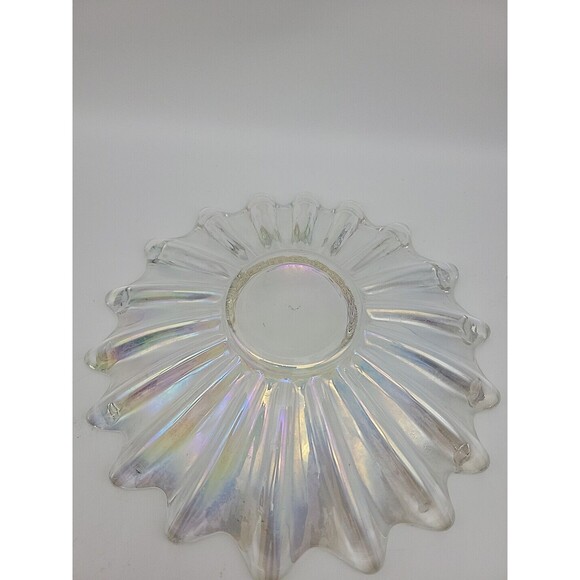 Vintage MCM Federal Celestial Art Glass Bowl Iridescent Starburst Flower Dish - Picture 5 of 6